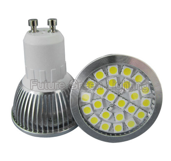 Super Bright GU10 Base 24PCS 5050 SMD LED Light (380lm, 4.5W, Metal Shell)