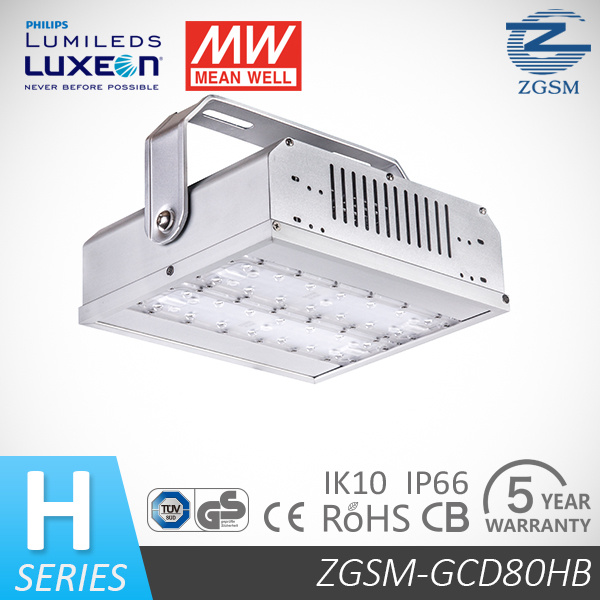 80W IP66&Ik10 Aluminum Alloy LED Bay Light with 1-10V Dimming Function