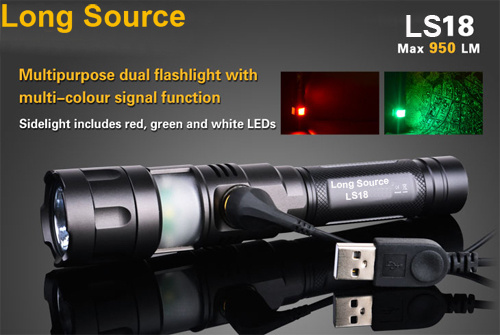 LED Flashlight with Multi-Coloured Side LEDs