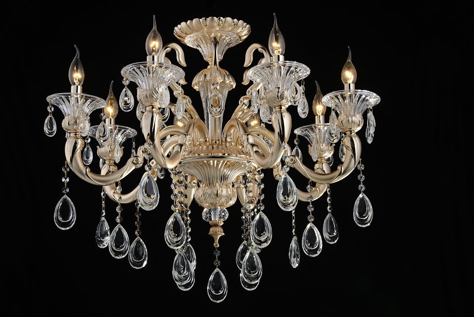 Iron Chandelier Lamp Indoor Crystal Lighting Em2109-8L