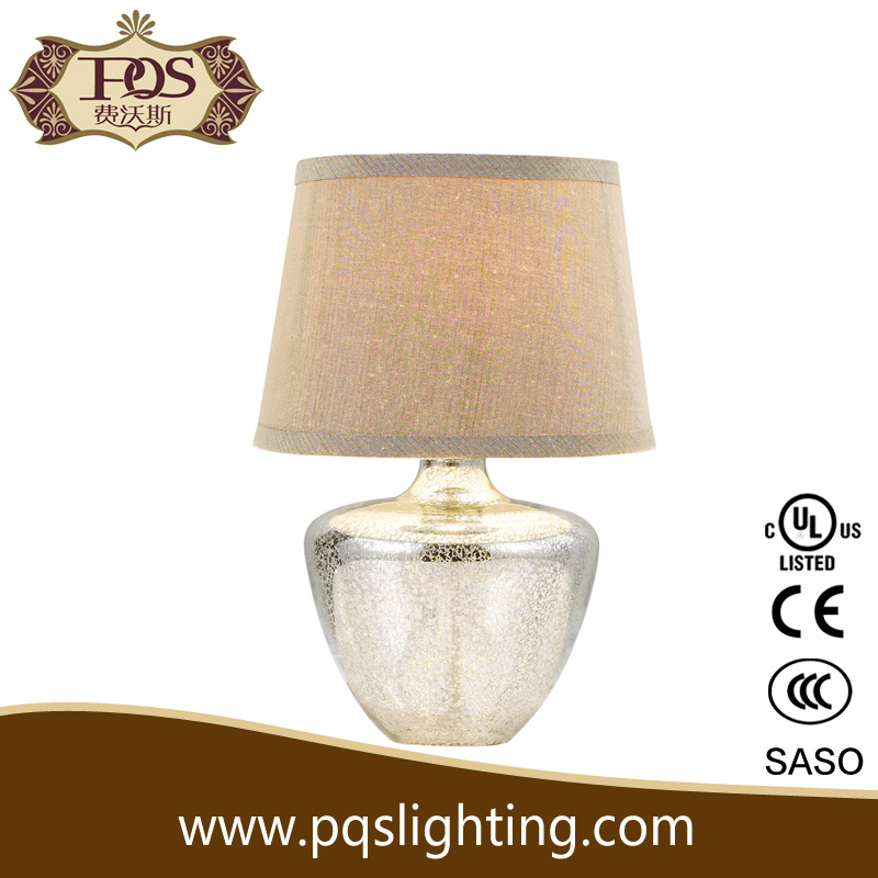 Fabric Lamp Shade American Silver Glass Table Lamp