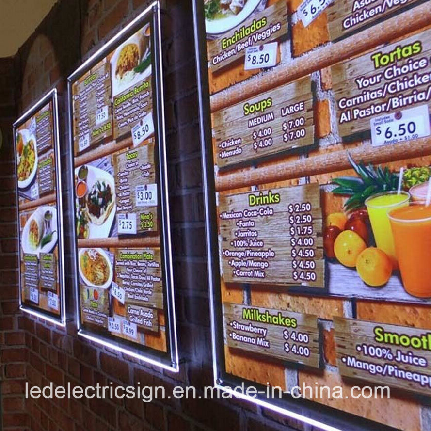 Advertising Product Aluminium Alloy Frame LED Light Box for Restaurant
