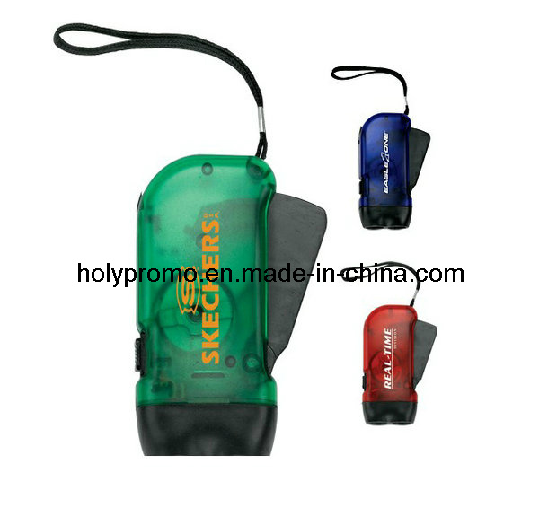 Hand Press LED Dynamo Flashlight with Strap (DS0138)