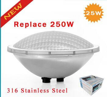 AC12V COB 25W IP68 PAR56 LED Piscine Swimming Pool SPA Underwater Lamp Light Replacement 250W, 316 Stainless Steel 2 Orders