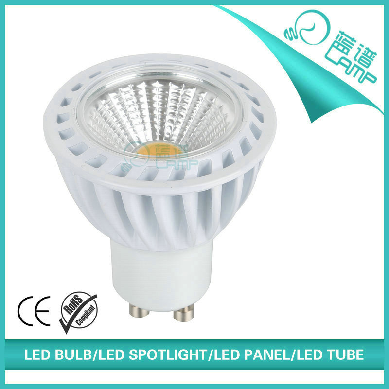 White Housing 5W COB 2800k GU10 LED Bulb