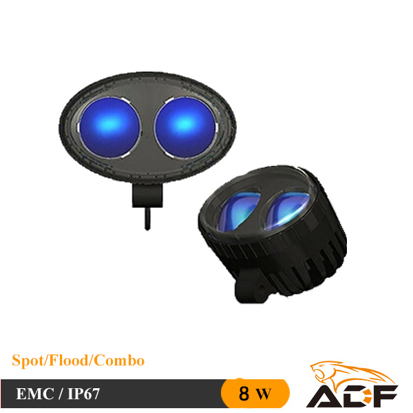 8W High Brightness Blue Warning LED Work Light for Vehicles