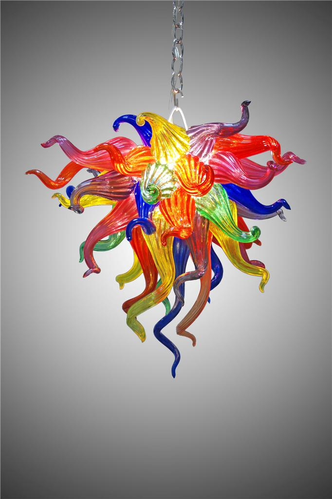 Multi Color Fancy LED Ceiling Fixture Blown Glass Chandeliers