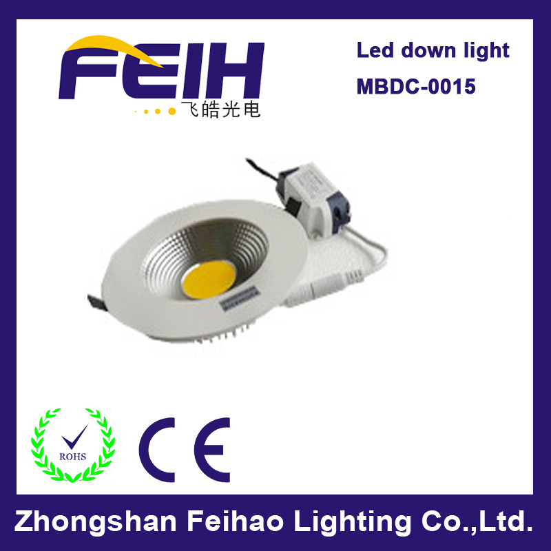 High Power IP44 CE&RoHS COB 15W LED Down Light