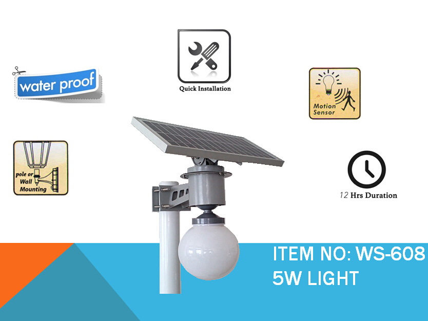 5W LED PV Intergrated Solar Light for Garden