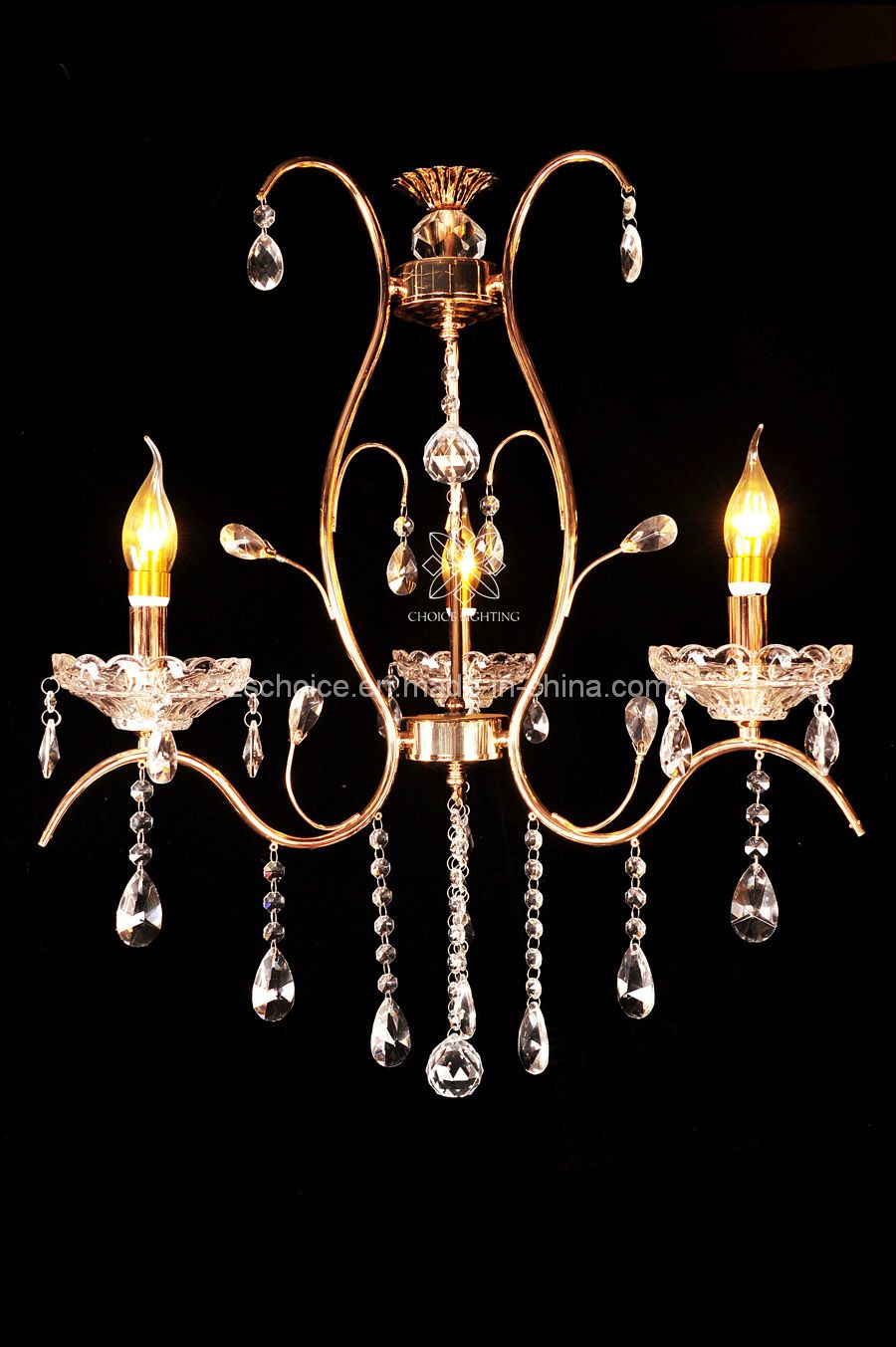 Pretty Iron Crystal Light Chandelier (8042-3)