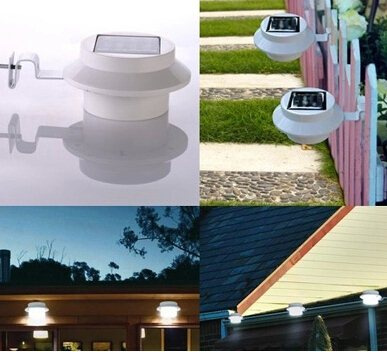 Solar Power Light Fence Gutter Light Garden Yard Wall Pathway Lamp Light 3LED Garden Solar Powered Outdoor Light