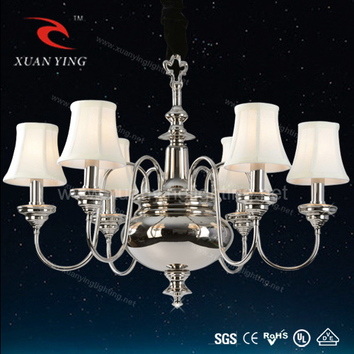 Nickel Chandelier Lighting with Fabric Shade (Mv20325-6)