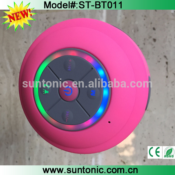 Shower Bluetooth Speaker with Suction Cup, LED Light