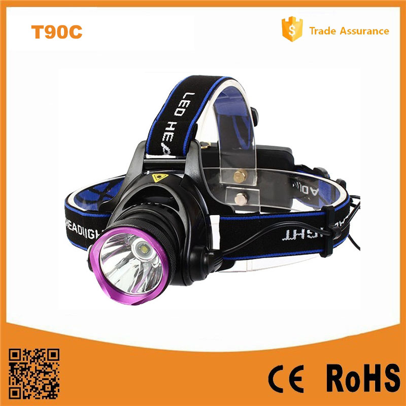 2X 18650 Rechargeable CREE Xm-L T6 LED Headlamp (POPPAS- T90C)