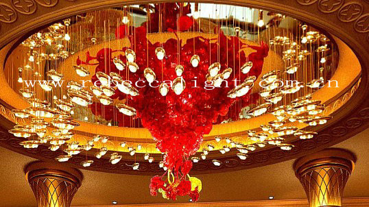 Receiption Room Big Glass Flower Project Chandelier