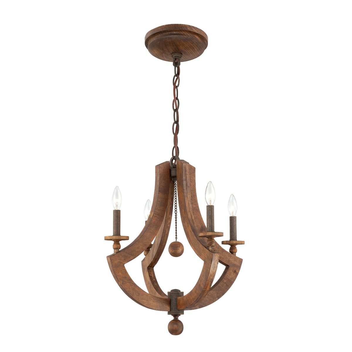 4 Light Wood Frame Chandelier