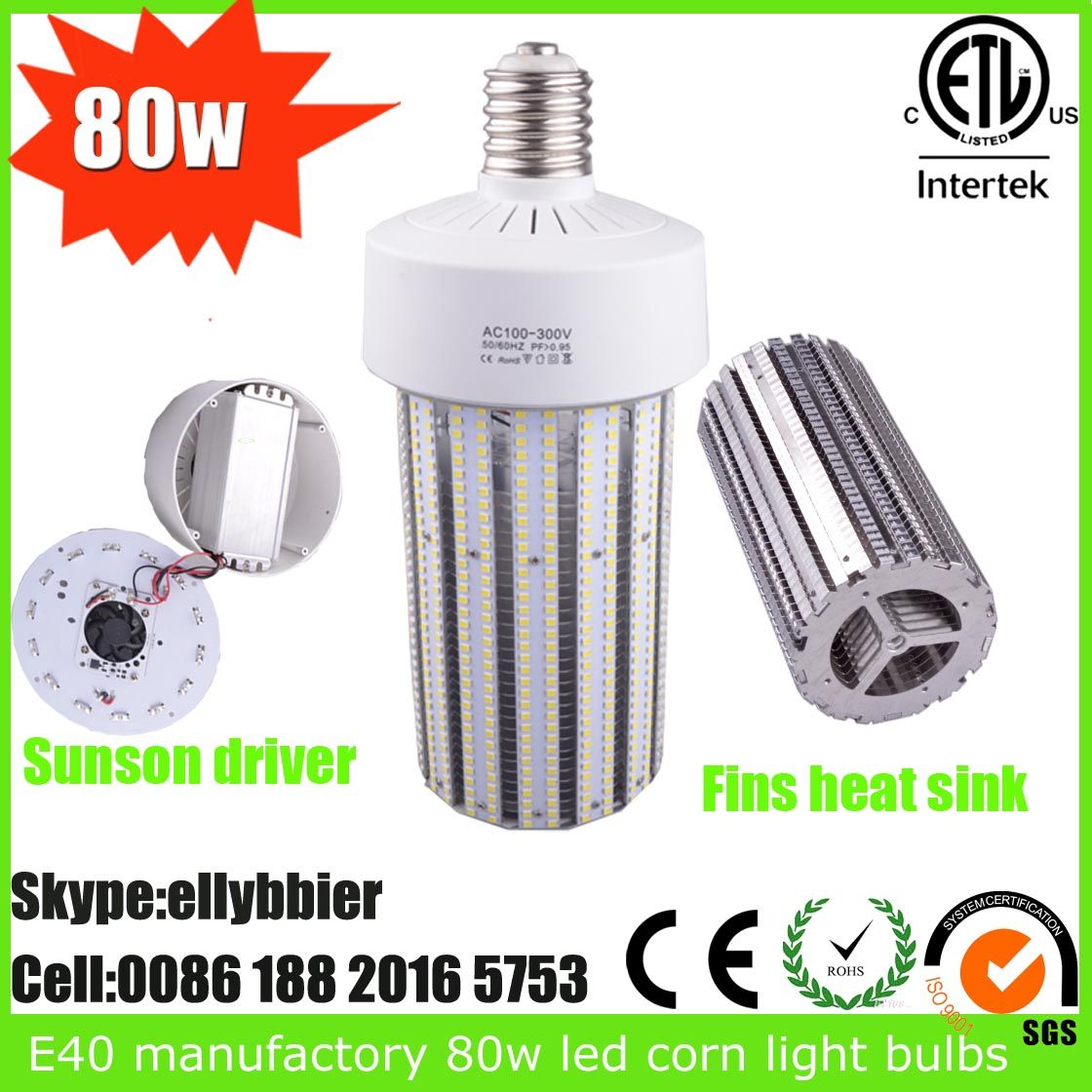 E40 Manufactory 80W LED Corn Light Bulbs (BBHJD-B80W14S)