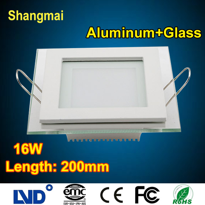 Energy Saving Aluminum+Glass Square 16W LED Ceiling Light