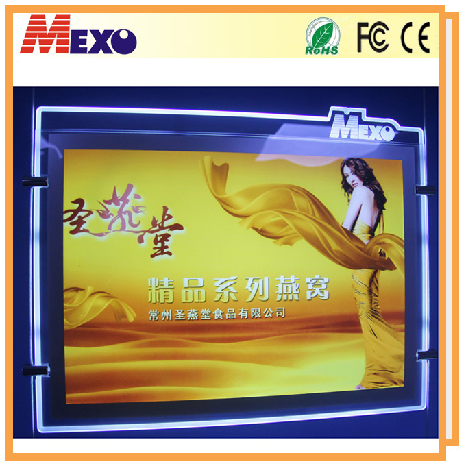 Carved Logo Magnetic Open Slim LED Light Box for Advertising