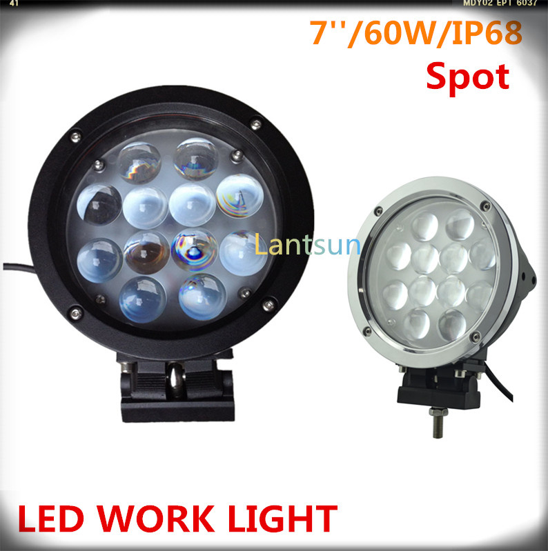 60W 7'' Round LED Work Light for Jeep Offroad 4X4 Truck