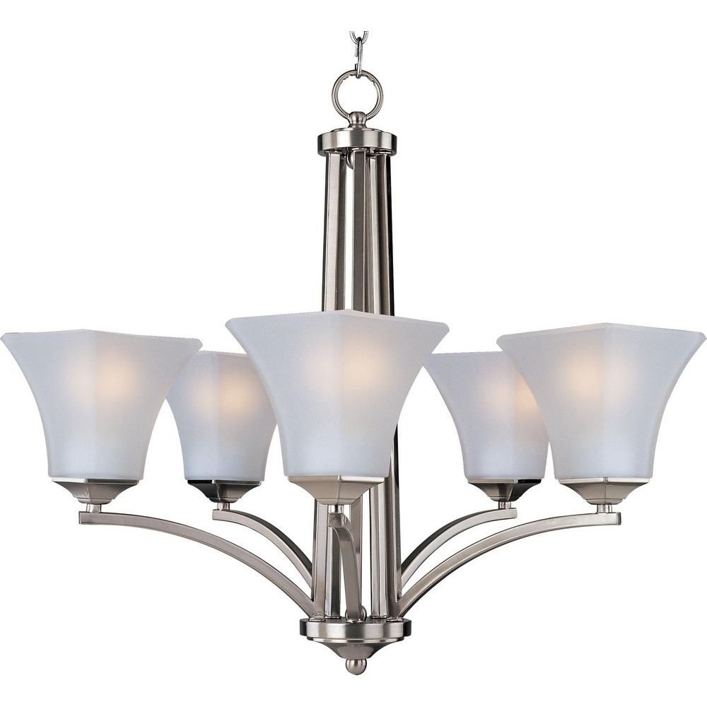 3 Light Square Glass Brushed Nickel Finish Chandelier