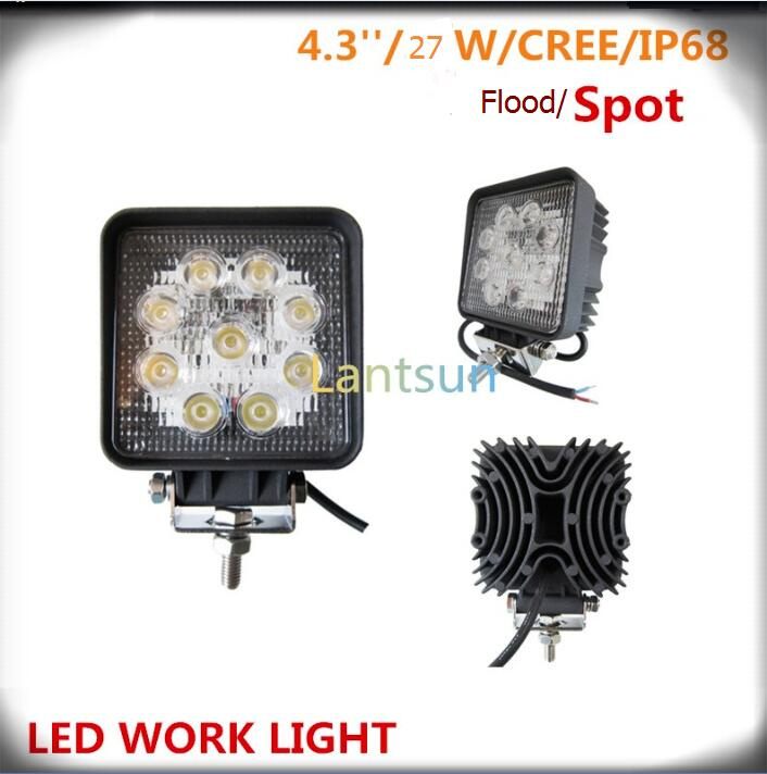 Waterproof 27W LED Work Light CREE 4X4 SUV LED off Road Light for ATV