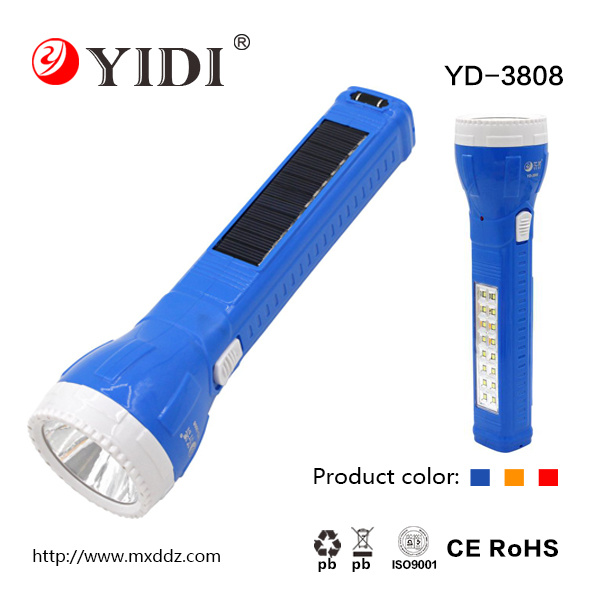 Shenzhen Factory Solar Energy LED Flashlight (YD-3808)