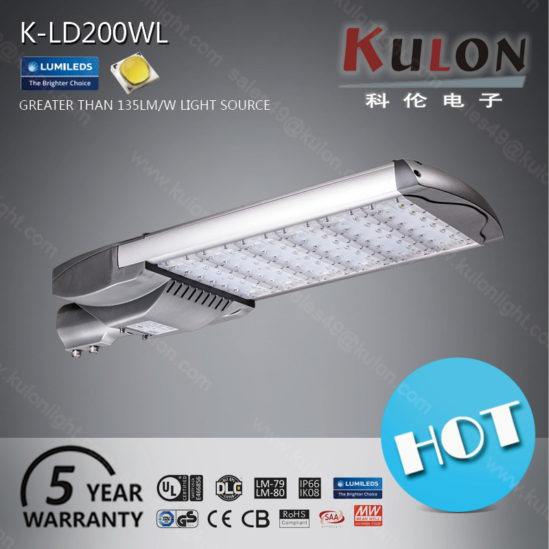 200W High Efficient LED Street Light with 5 Years Warranty