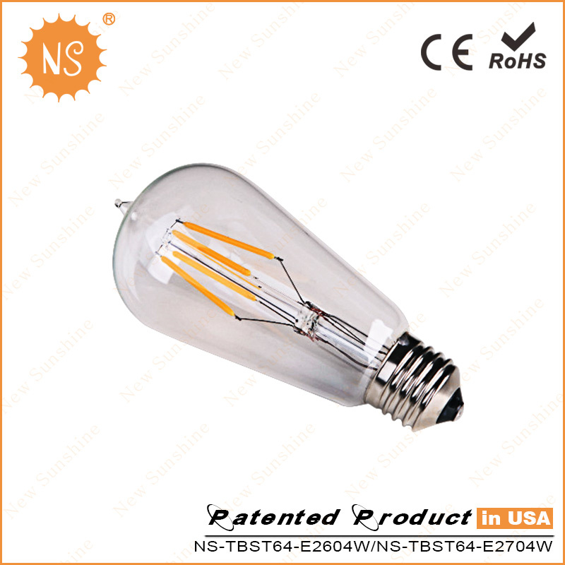 CE RoHS Ra90 400lm St64 4W LED Filament Light