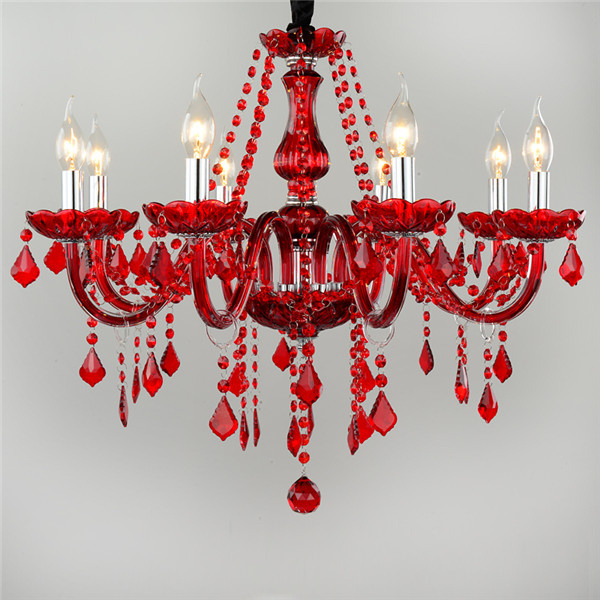 Bright Red Candle Decoration Weding Crystal Chandelier