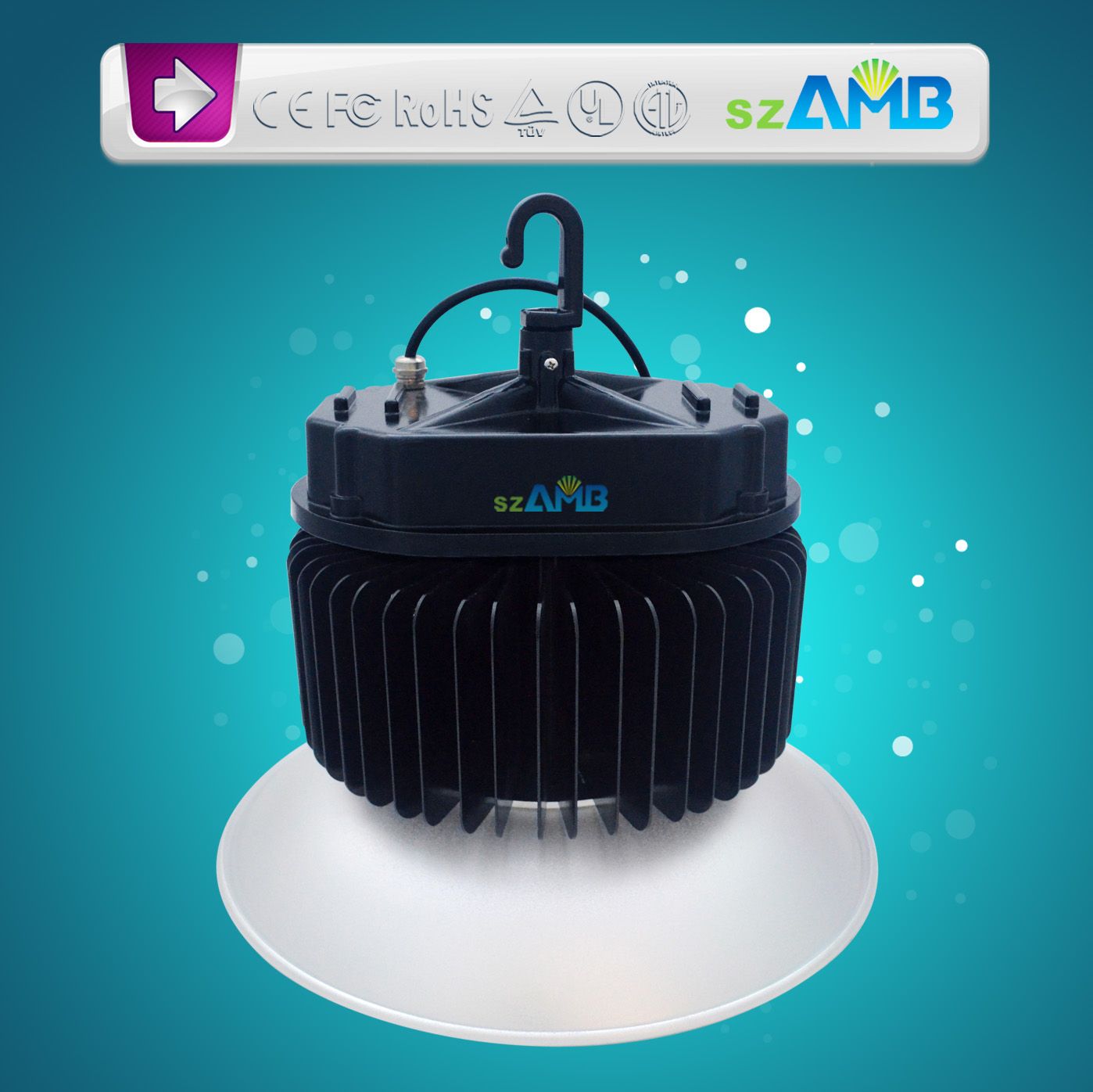 200W LED High Bay Light with Aluminum and Copper Heat Sink for Quick Heat Dissipation