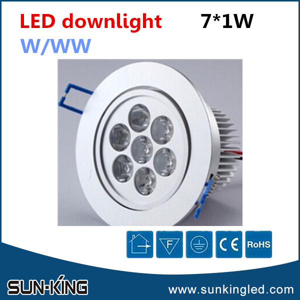 Home/Office/Hotal/Bedroom 7watts LED Ceiling Spotlight 220V, 7W Recessed LED Round Down Light