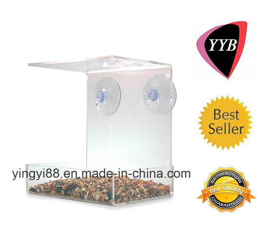 Custom Acrylic Clear View Window Bird Feeder W/ Suction Cups