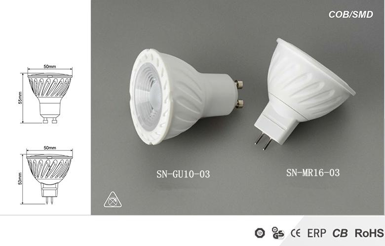 5W 6W 7W LED Spotlight with GU10 MR16 Base