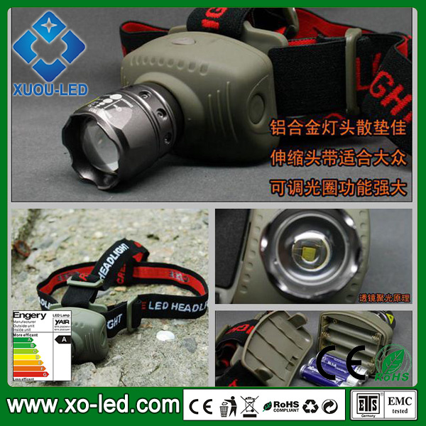 7W 3 Mode Power LED Headlamp Outdoor Fishing Head Lamp AAA Battery Powered Q5 LED Headlamp