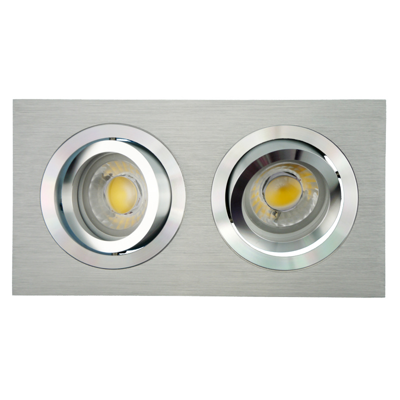 Lathe Aluminum GU10 MR16 Multi-Angle 2 Units Square Tilt Recessed LED Down Light (LT2305-2)