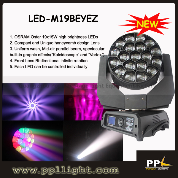 LED Moving Head Bee Eye 19X15W RGBW Zoom Stage Light