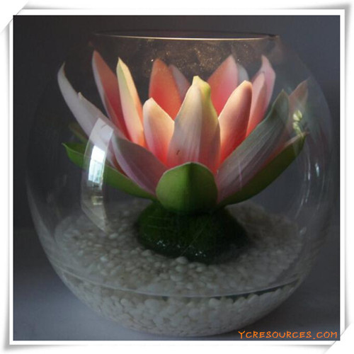 Peony LED Artificial Flowers with Glass Cup for Promotion