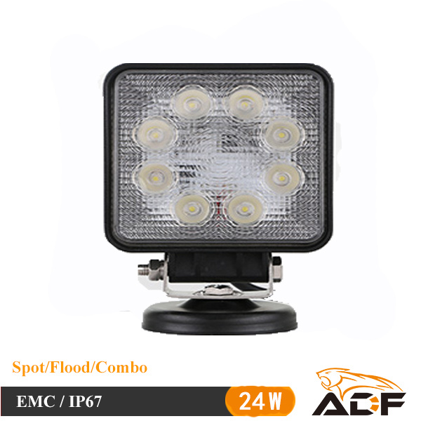 Gree 24W Square Spot LED Work Light for Motorcycle Offroad 4X4 Jeep ATV SUV