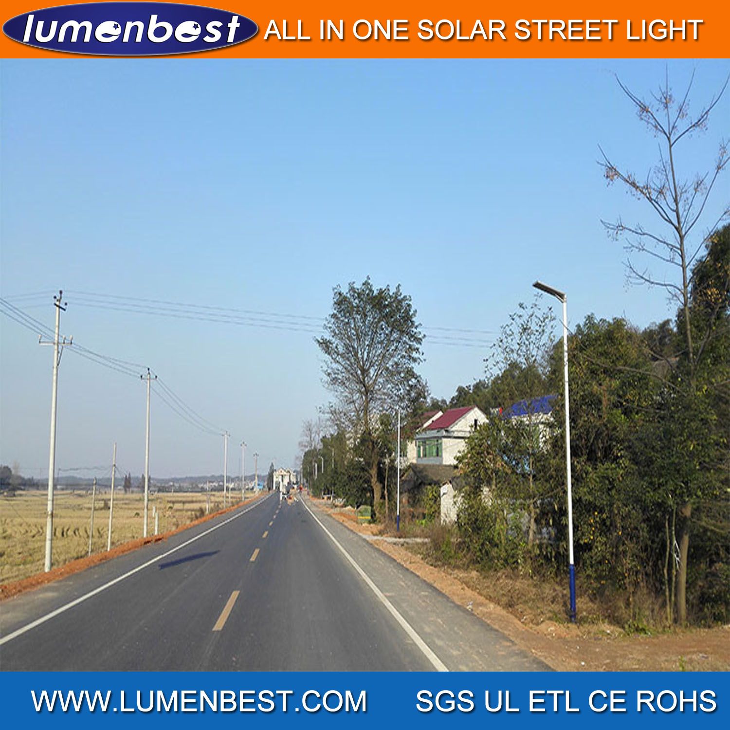 50W All in One Integrated Solar LED Garden Street Light