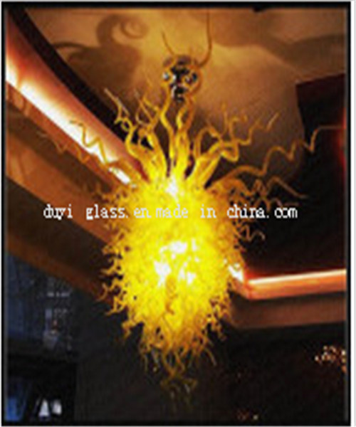 Yellow Art Blown Glass Chandelier for Decoration