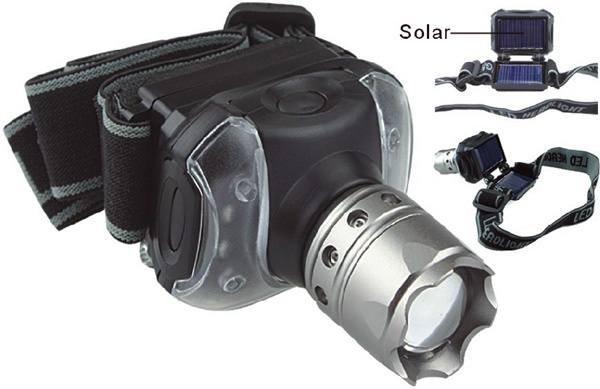 3W Solar LED Headlamp with One Year Warranty