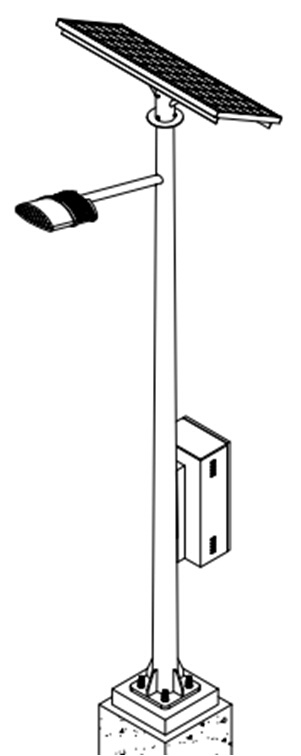 5m 30W LED Street Light with Free Maintenance Battery