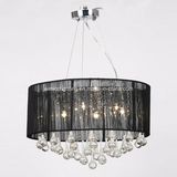 Em6106 Black Fabric Shade Glass Crystal Chandelier Pendant Light