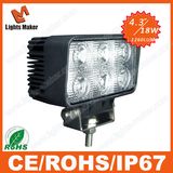 Round Waterproof 18W LED Tractor Work Light, LED Track Spot Light for Jeep 4WD Tractor