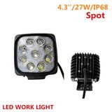 27W Square Spot/Flood Beam LED Work Light