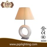 Circle Style White Ceramic Table Lamp with Metal Base