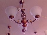 Antique Glass Aluminum Gallery Chandelier