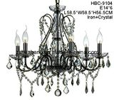 6 Light Black Crystal Chandelier (HBC-9104)