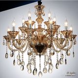 Europe Hotel K9 Large Crystal Hanging Lamp Chandelier in Cognac